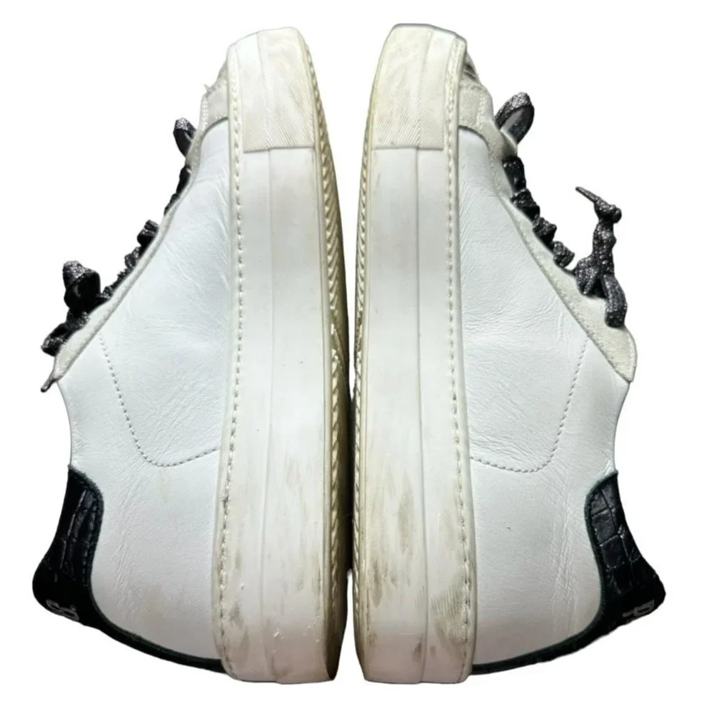 P448 Women's Sneakers You Can Surf Later Low Top White Leather Metallic 9-9.5/40 - Picture 5 of 10